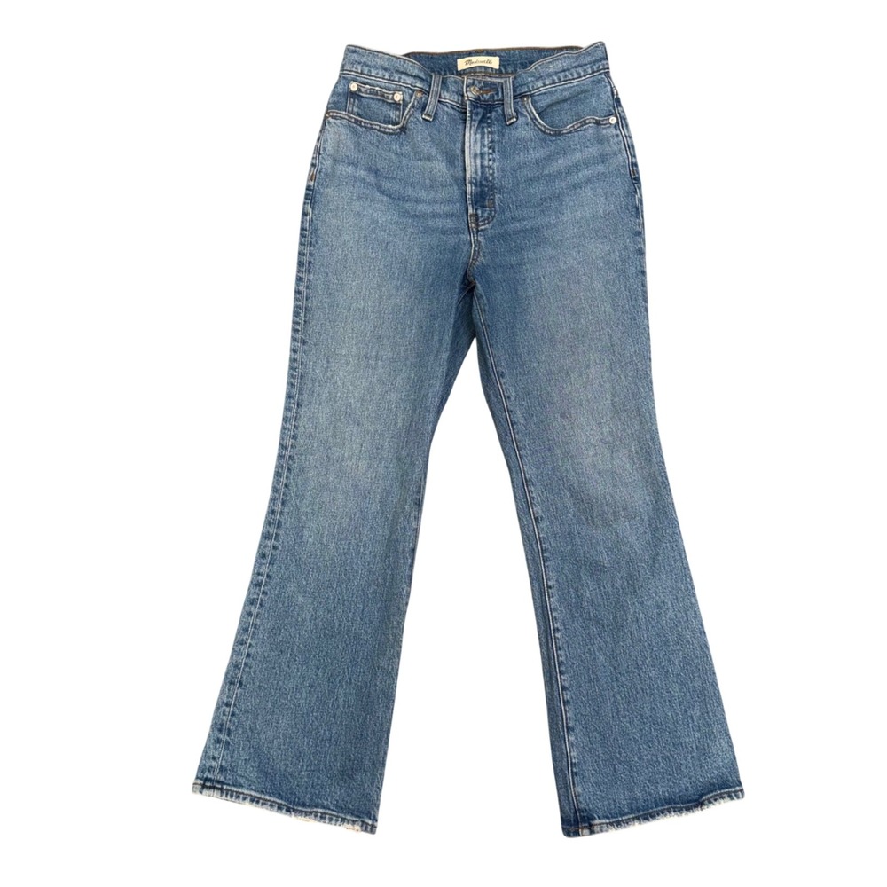 Madewell Perfect Vintage Flare Crop Jeans Womens 29 Blue Excellent Raw Hem